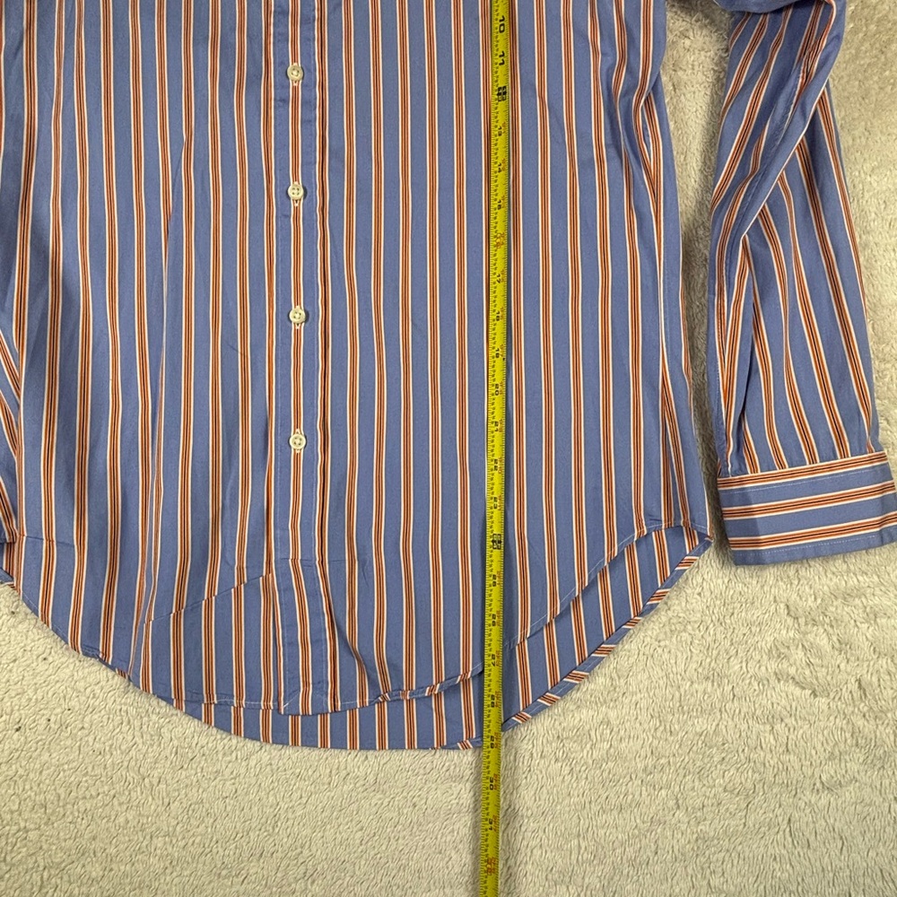 Ralph Lauren Blue Striped Button Down Shirt Orange White Classic Mens Size Small - Picture 6 of 9